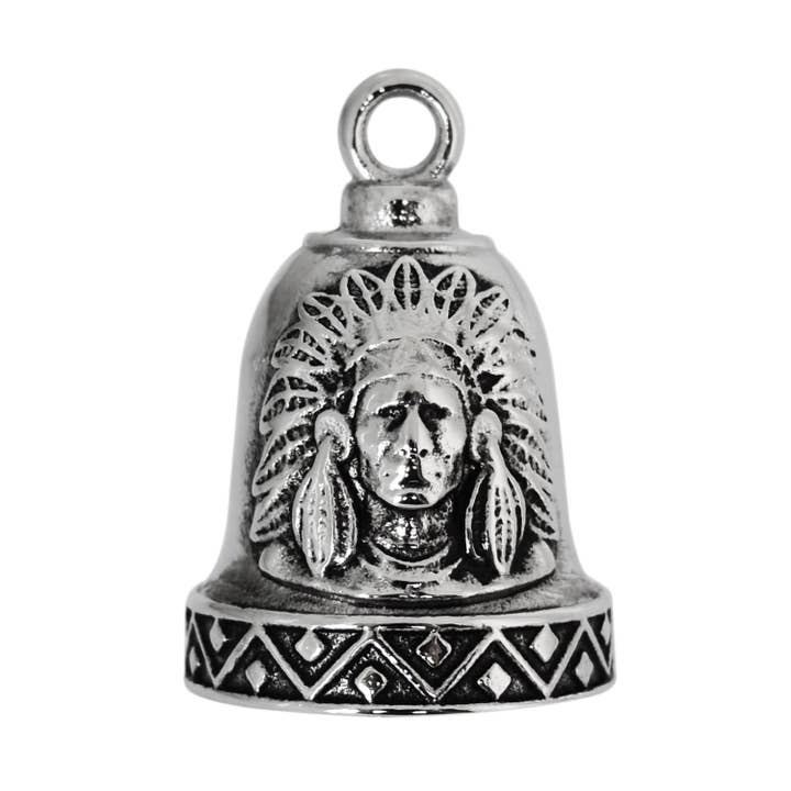 SK5335 Ride Bell Indian Bust Stainless Steel for wholesale by Heavy Metal Jewelry