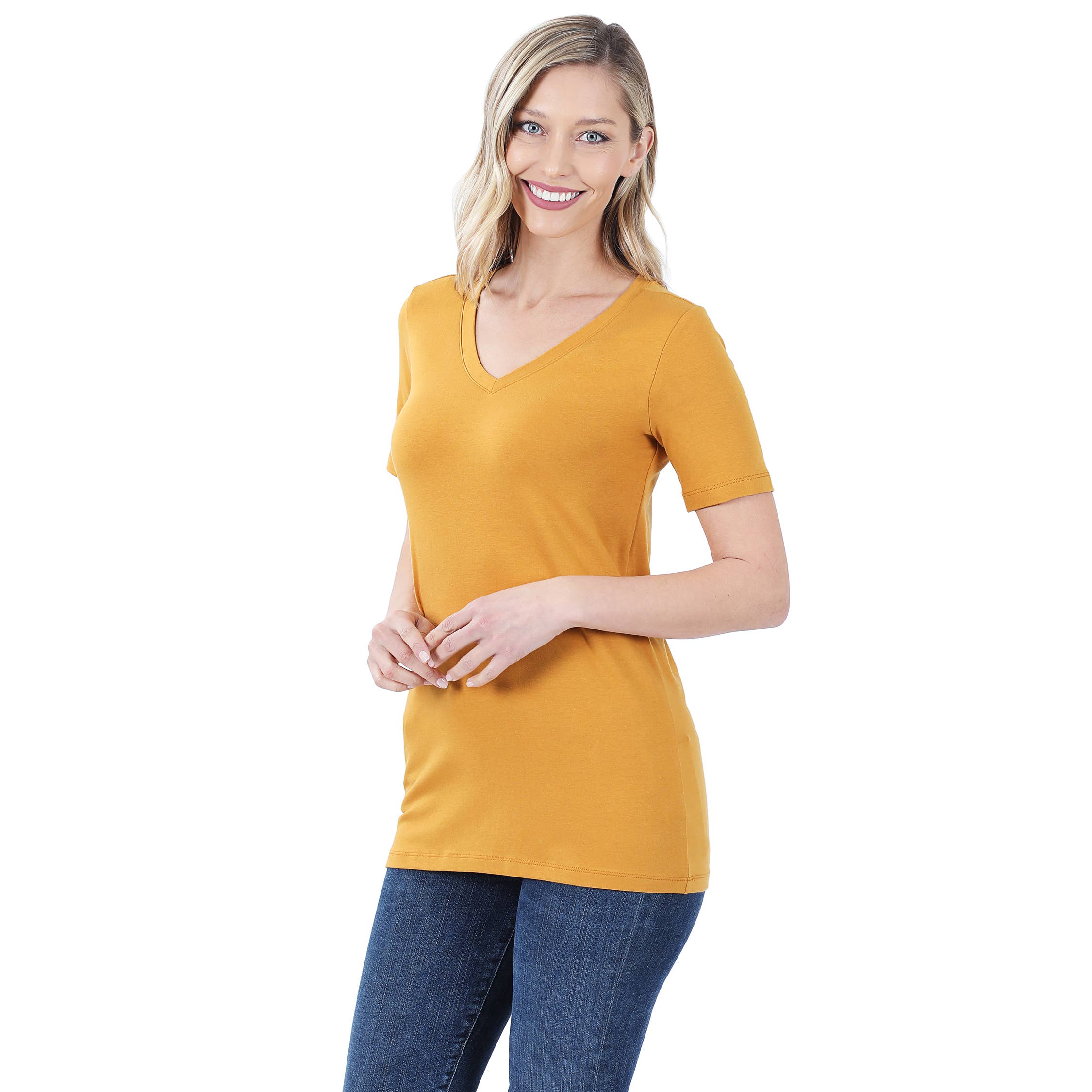 42POPS - Wholesale T-shirt (Zonder tekening) - Dames - Katoenen T-shirt met V-hals en korte mouwen25