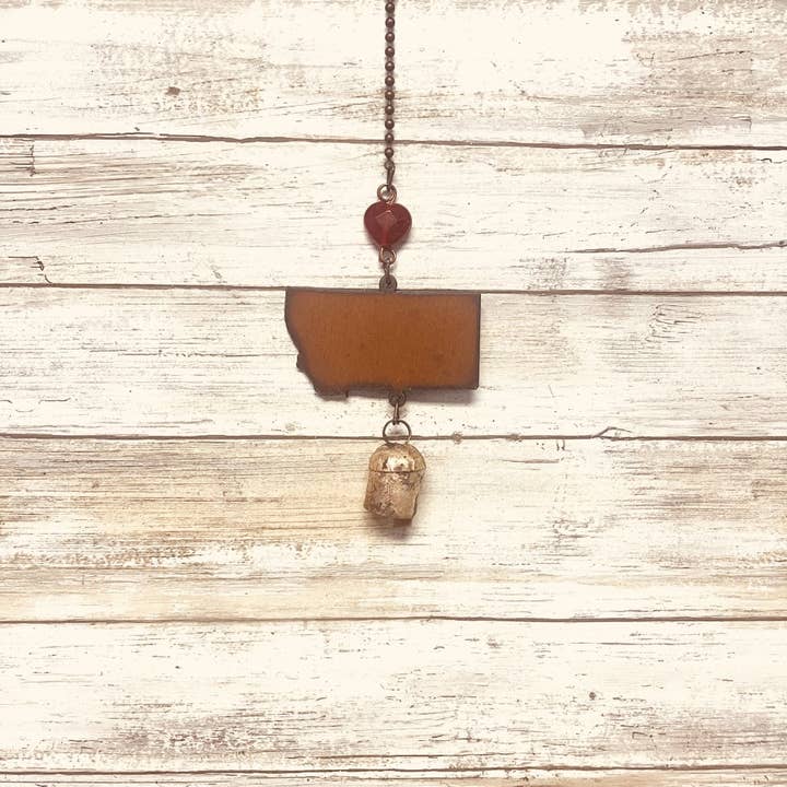 Universal Ironworks USA - Wholesale Windorgel - Montana State Shape Bell Rustieke metalen tuinbel voor buiten0