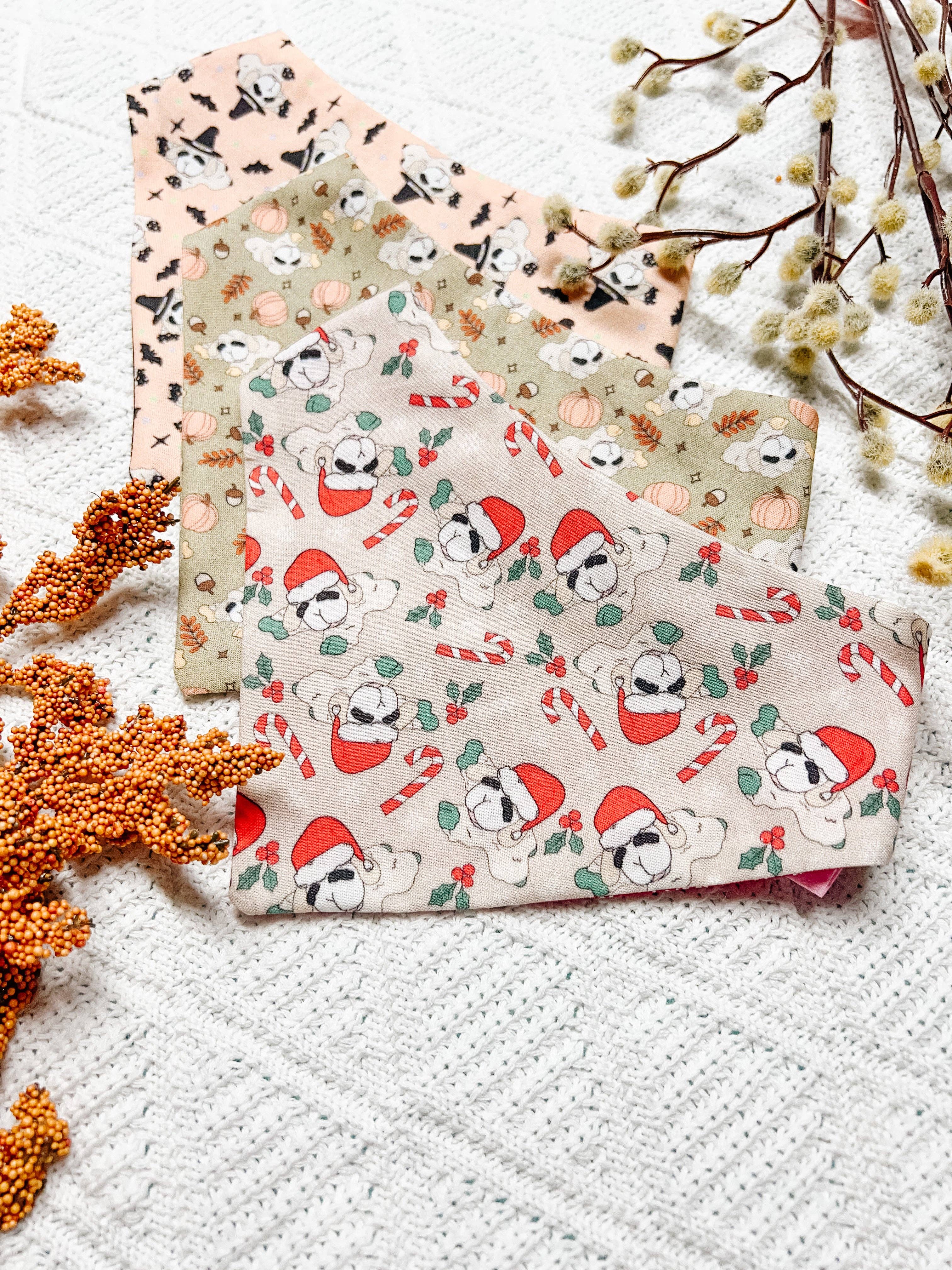 StellaLoo - Wholesale Pet Bandana - Dog - Fall Lamb Reversible Dog Bandana, Pumpkin Snap On Pet Scarfs5