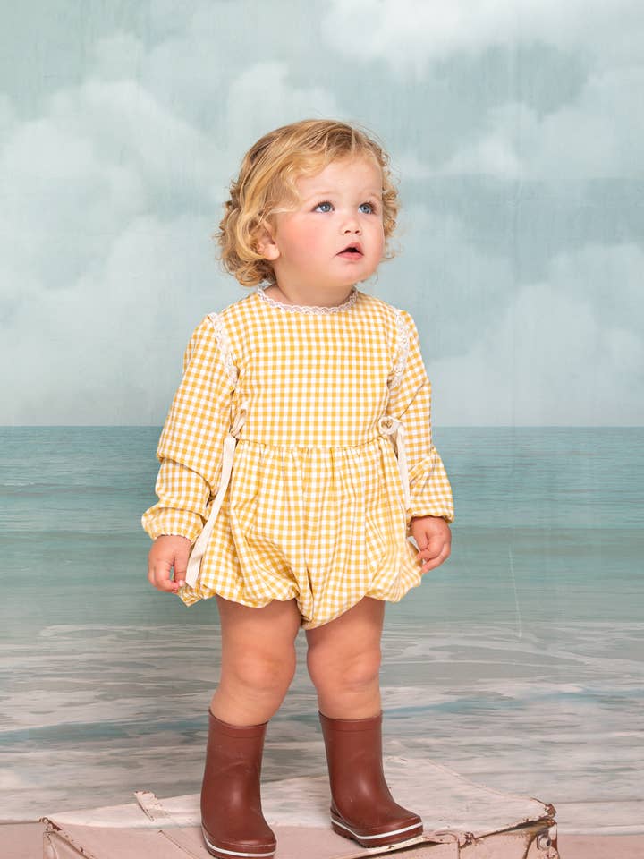 Cometa Romper Gingham Gul för wholesale av Cosmosophie