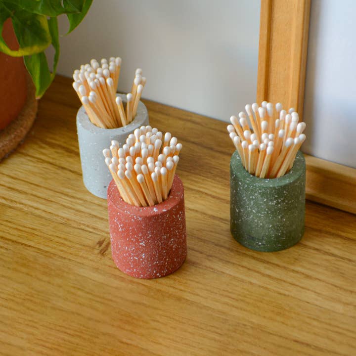 LindaMakess - Wholesale Match Holder - Speckled Round Match Pot with Match Striker2