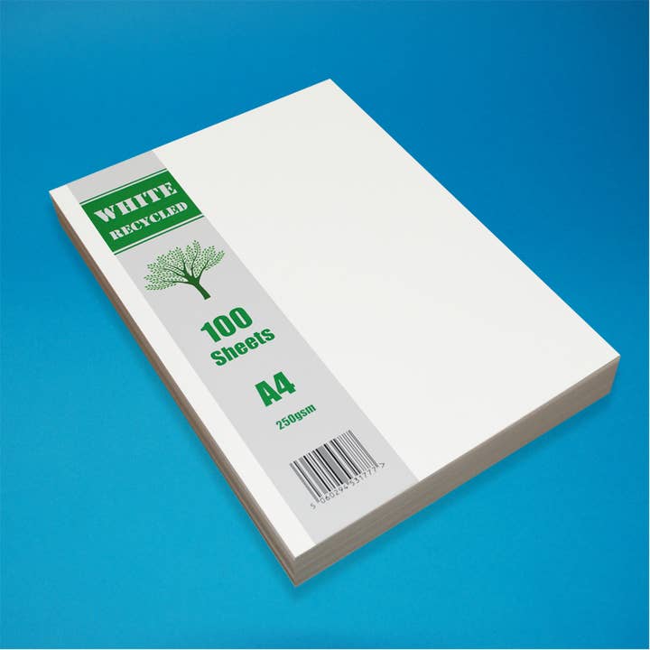 Line 2255. A4 – White Recycled Card (250gsm) – 100pk for wholesale by Craft UK