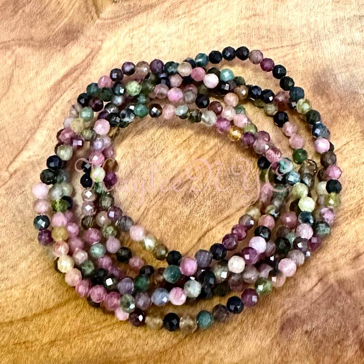 KayleeNYC - Wholesale Beaded Bracelet - Watermelon Tourmaline 4mm Faceted 7.5” bracelet4