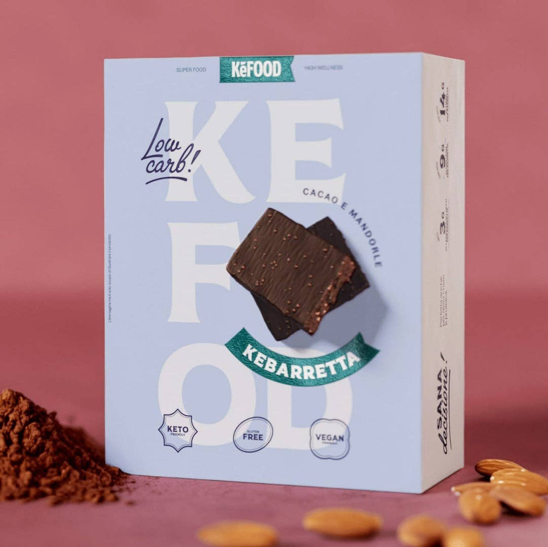 KeFood - Vente Barre chocolatée - BARRE PROTÉINÉE AU CACAO ET AUX AMANDES, BOÎTE VÉGÉTALIENNE CÉTO, 12 PIÈCES0