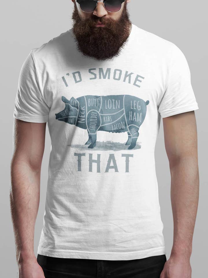 Hunt Hook Eat - Wholesale Screen Printed T-Shirt - Men's - I'd Smoke That Pig Tee