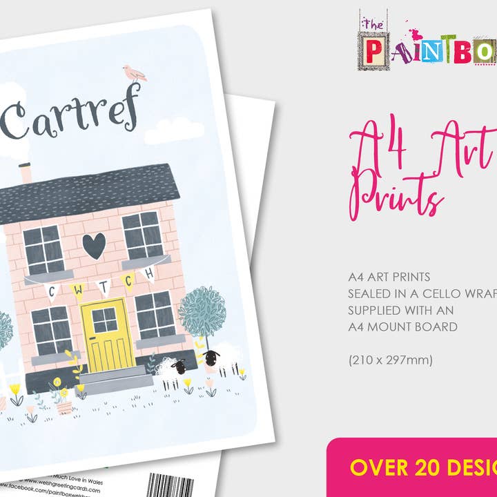A4 Art Prints - Cartref, New Home / House - Welsh Gift for wholesale by The Paintbox