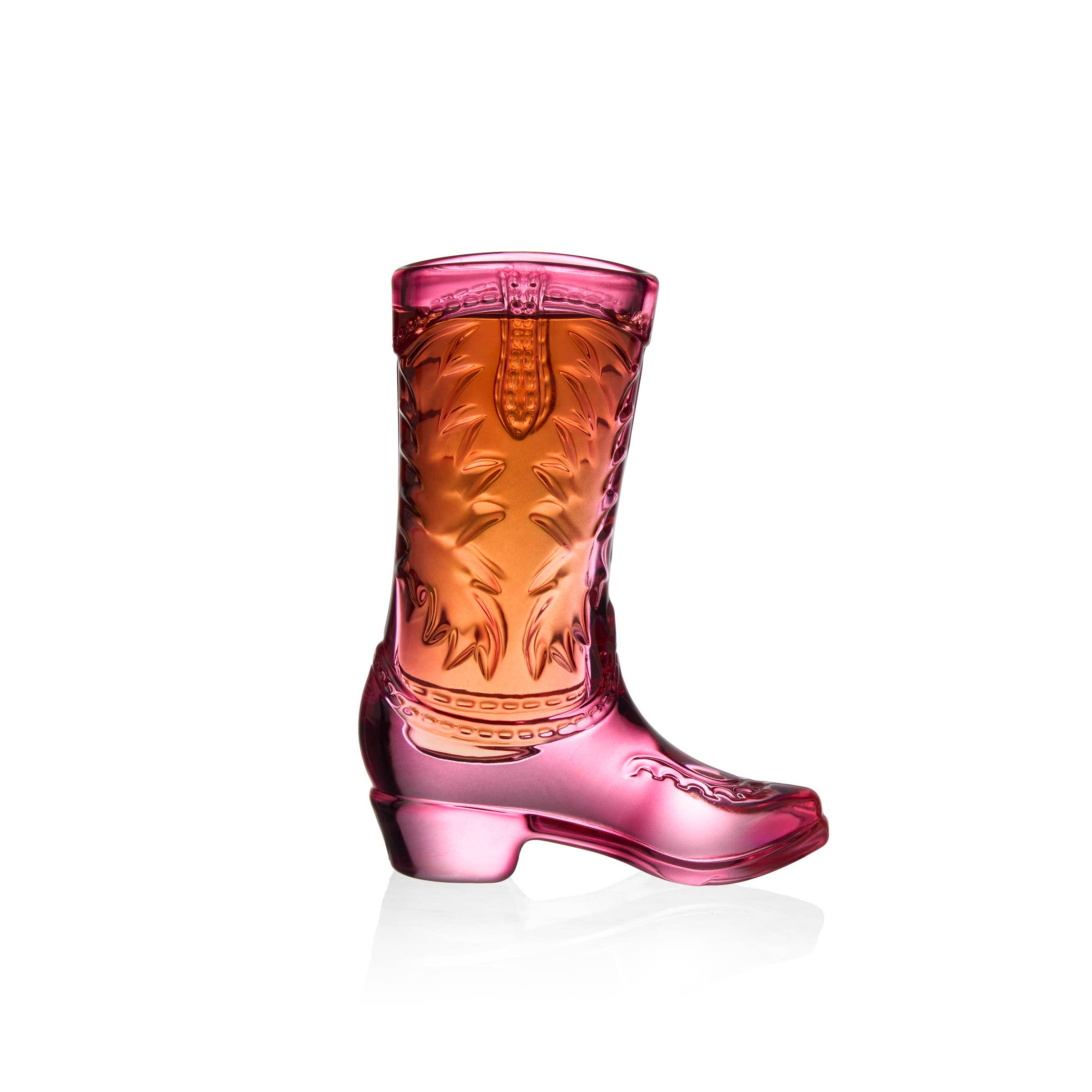 Godinger - Vendita all'ingrosso Espositore per bottiglie e bicchierini - Pink Cowboy Boot Shooter - "Taglia Texas"1