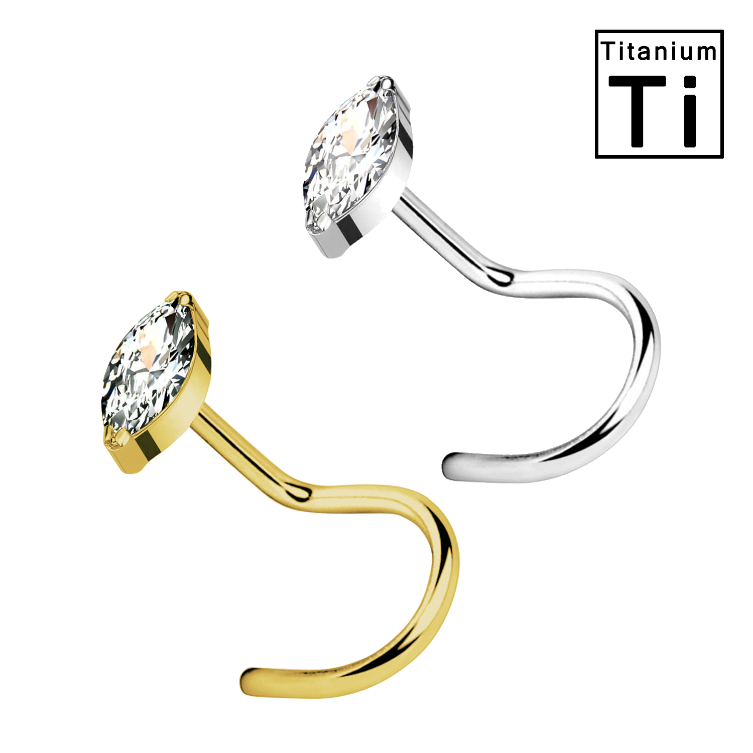 Awaken - Wholesale Single Earring - Pebble-Shaped Crystal Nose Stud PWB-0523