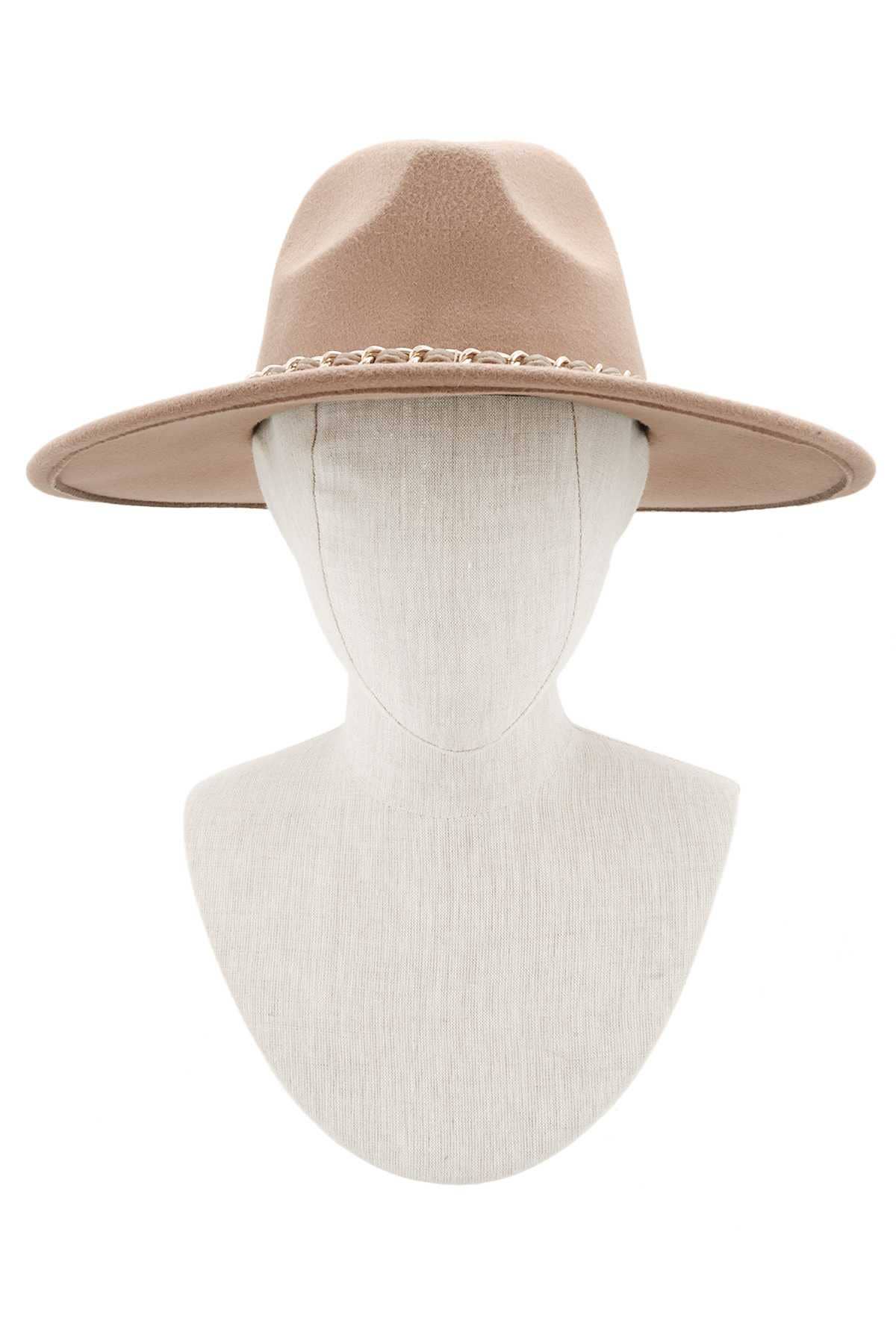 anbfashion - Wholesale Fedora - Women's - Fedora Hat with Leather Tiered Chain 063