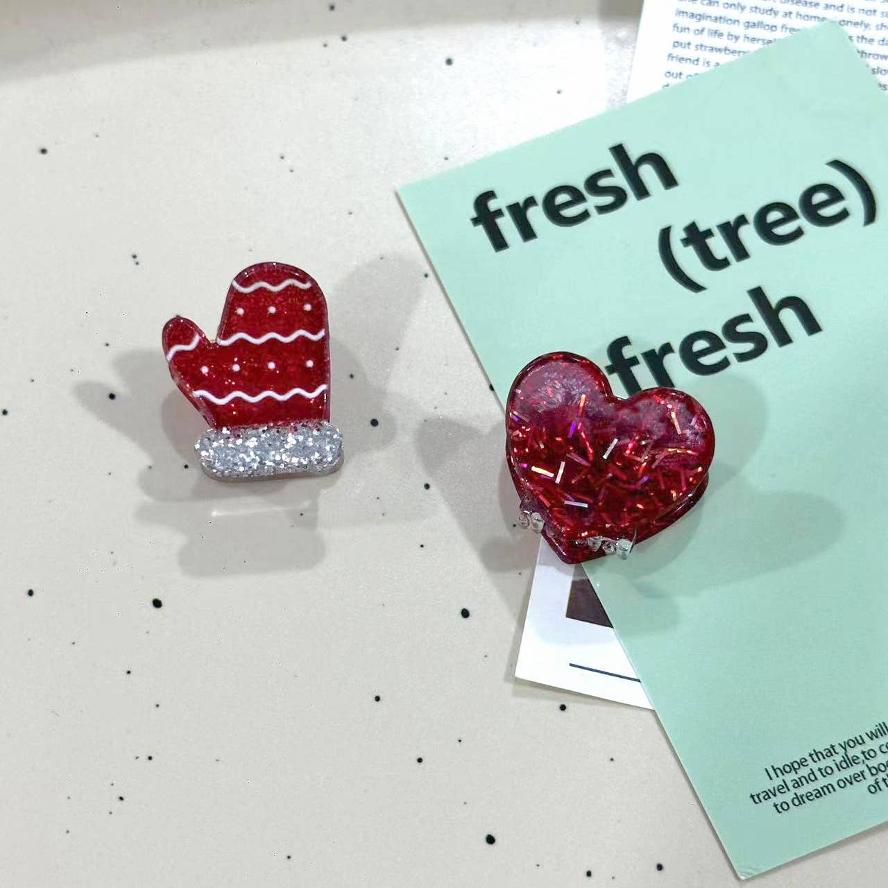 SoapElenGlen - Vente Pince à cheveux – femme - Pince à cheveux Père Noël et arbre scintillants, pince à griffes inspirée de Noël4