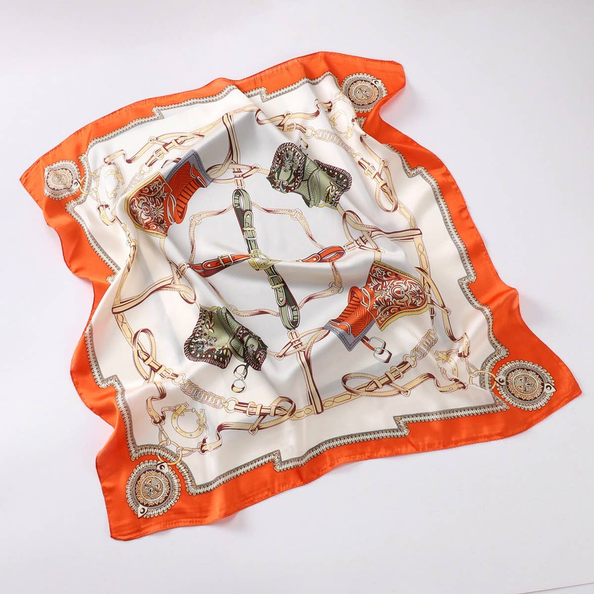 ACCITY - Wholesale Scarf - Women's - Vintage Letter Print Satin Square Scarf for Women_CWASC08096