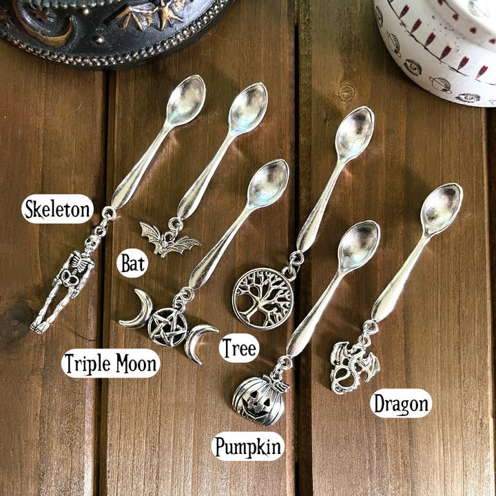 Moondust and Raven - Wholesale Kitchen Spoon - Witchy Charm Spoons, Witch Spoons, Herb Spoons