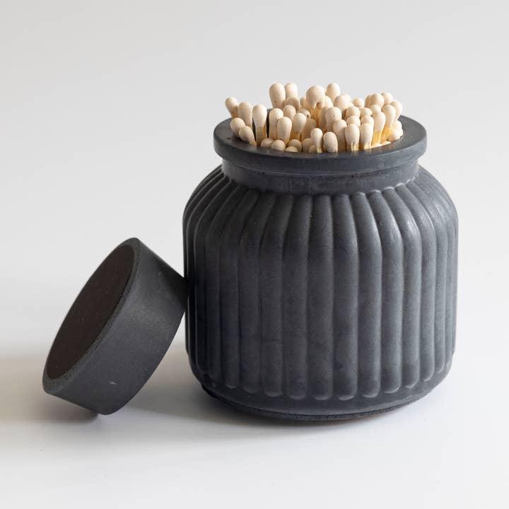 Tenn Prairie – wholesale Match holder – Concrete Match Holder with Lid – Ribbed Western Style, 2-Inch Matches38