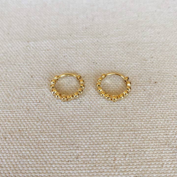GoldFi - Wholesale Hoop Earrings - 18k Gold Filled 15.5 mm Beaded Clicker Hoop Earrings