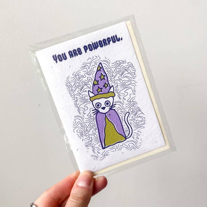 Carte de vœux artisanale "Tu es puissant(e)" pour la vente par Papercraft Miracles LLC