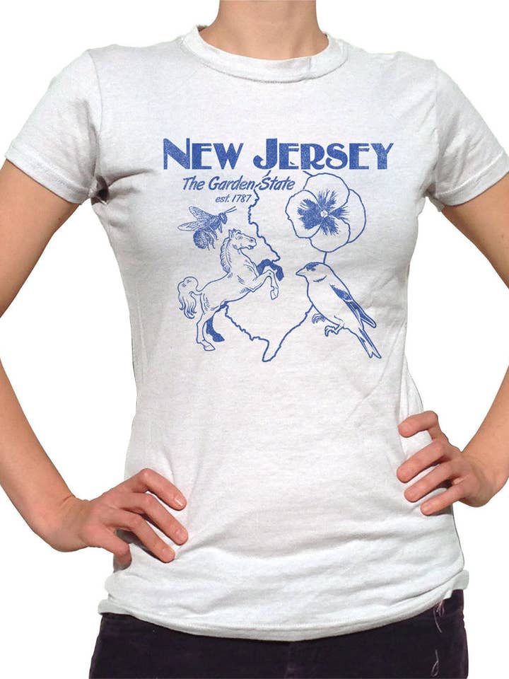 Women's New Jersey Retro Garden State T-Shirt for wholesale by Boredwalk