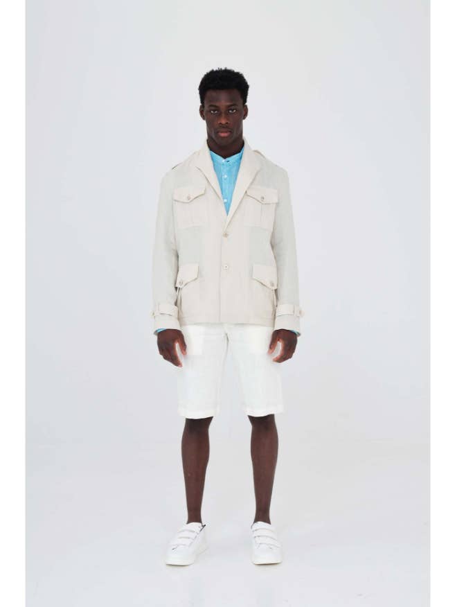 Slim Fit Mandarin Neck Linen Shirt for wholesale by Haris Cotton