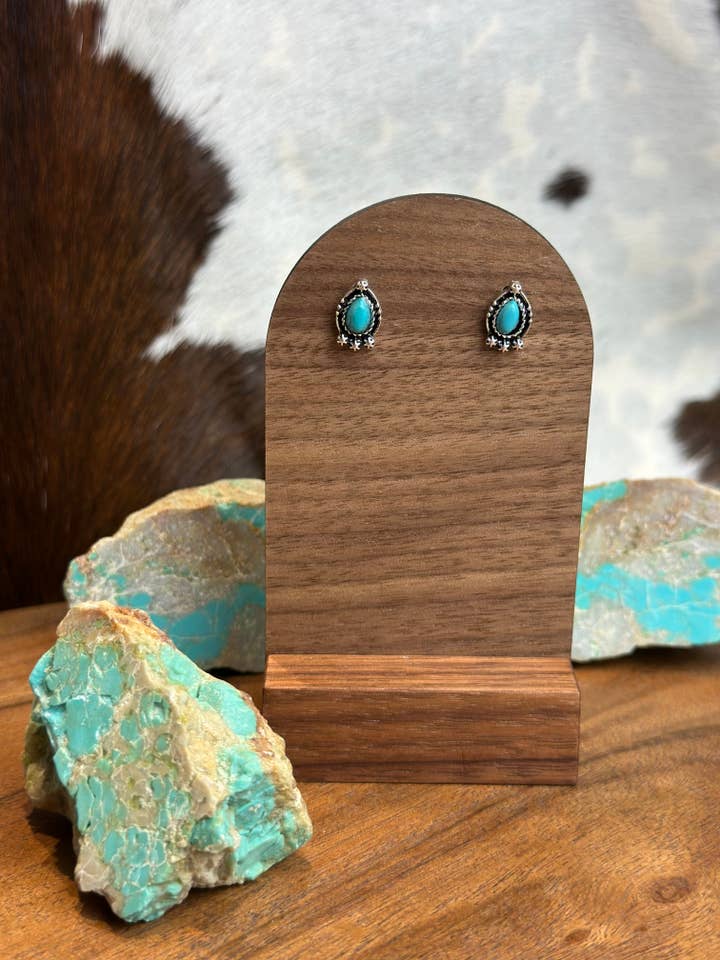 FAUX TURQUOISE STUD EARRINGS for wholesale by High Ho Silversmithing
