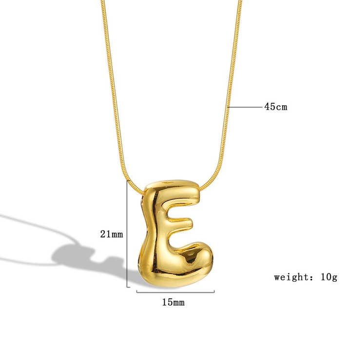 The Classy Cloth WS - Wholesale Pendant/Charm Necklace - Bubble Letter Initial Necklace - Gold RTS4