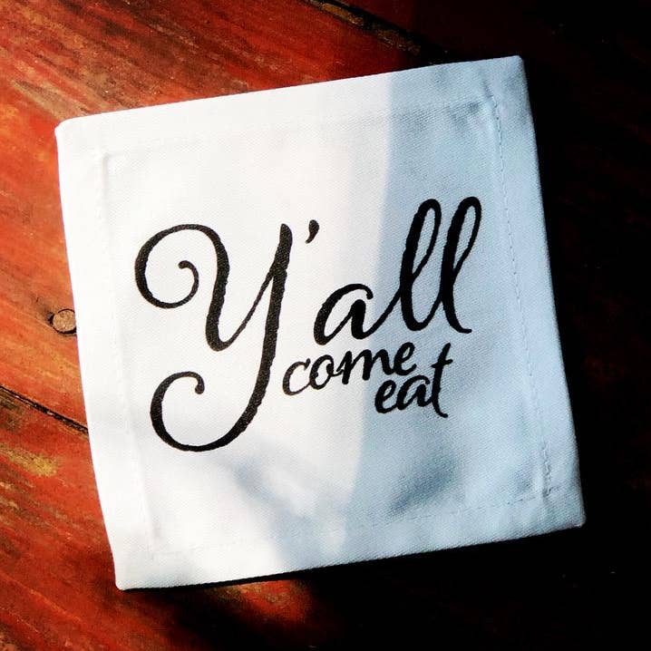 The Y’all Come Eat Cocktail Napkin for wholesale by Down South House & Home