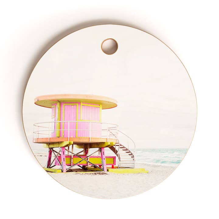 Bree Madden Pink Miami Cutting Board Round for wholesale by Deny Designs