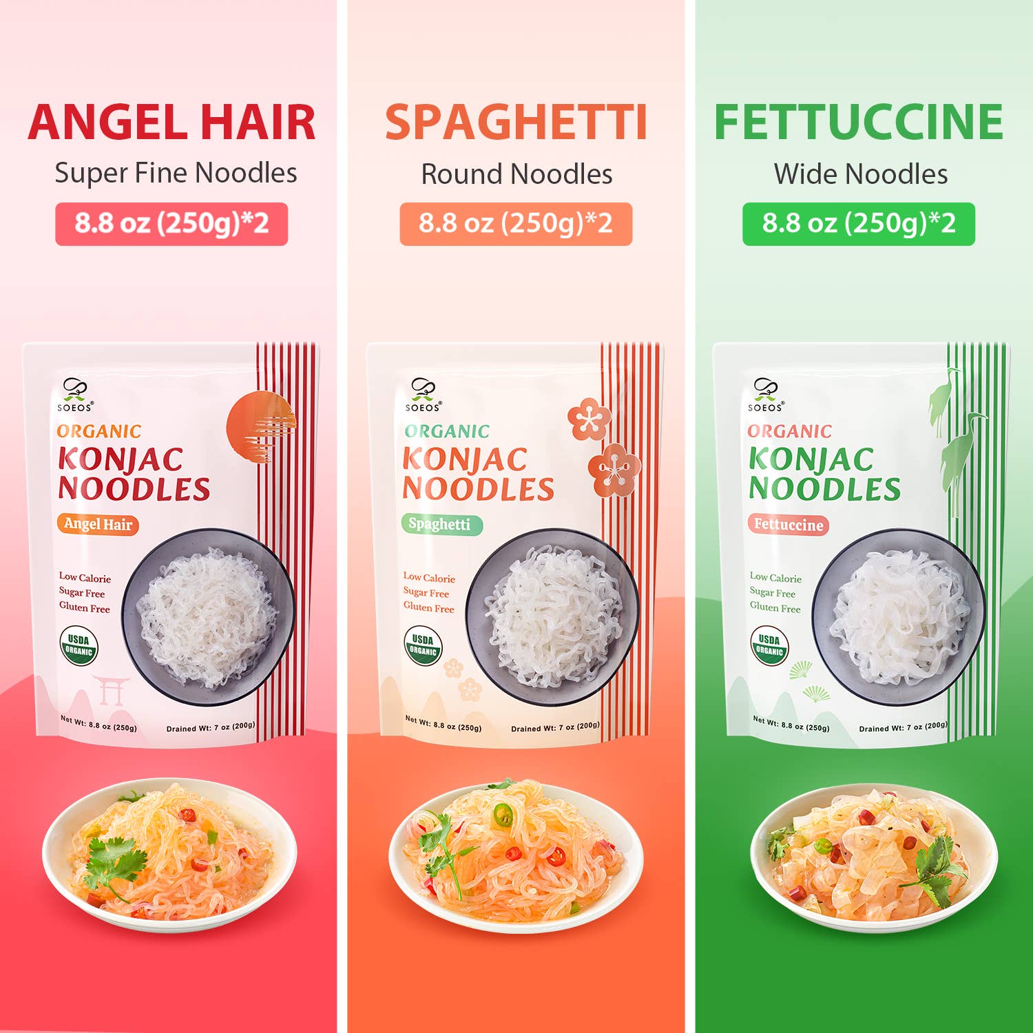 soeos - Wholesale Pasta - Soeos Organic Konjac Noodles, 52. 8 oz (8.8 oz*6), 6 Pack5