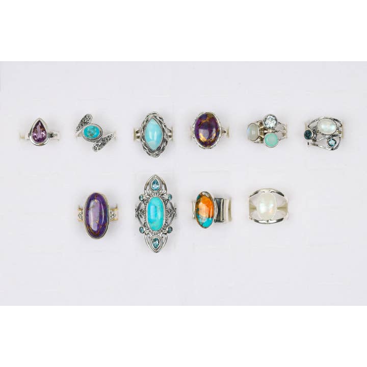 Tiramisu - Wholesale Cocktail/Statement Ring - Wholesale Solid 925 Silver Rings Assorted Gemstones & Sizes