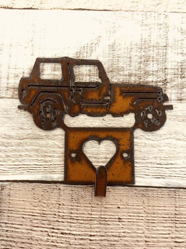 Jeep Single Key Hook Rustic Metal Jeep Lover Gift for wholesale by Universal Ironworks USA