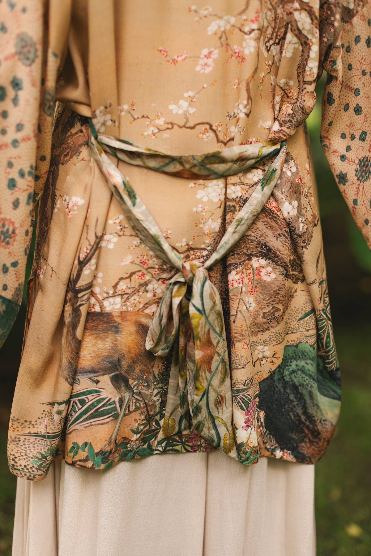 Market of Stars (USA) - Wholesale Kimono - Women's - Fable Matinée Duster Kimono w/ Deer and Moon, mid-length15