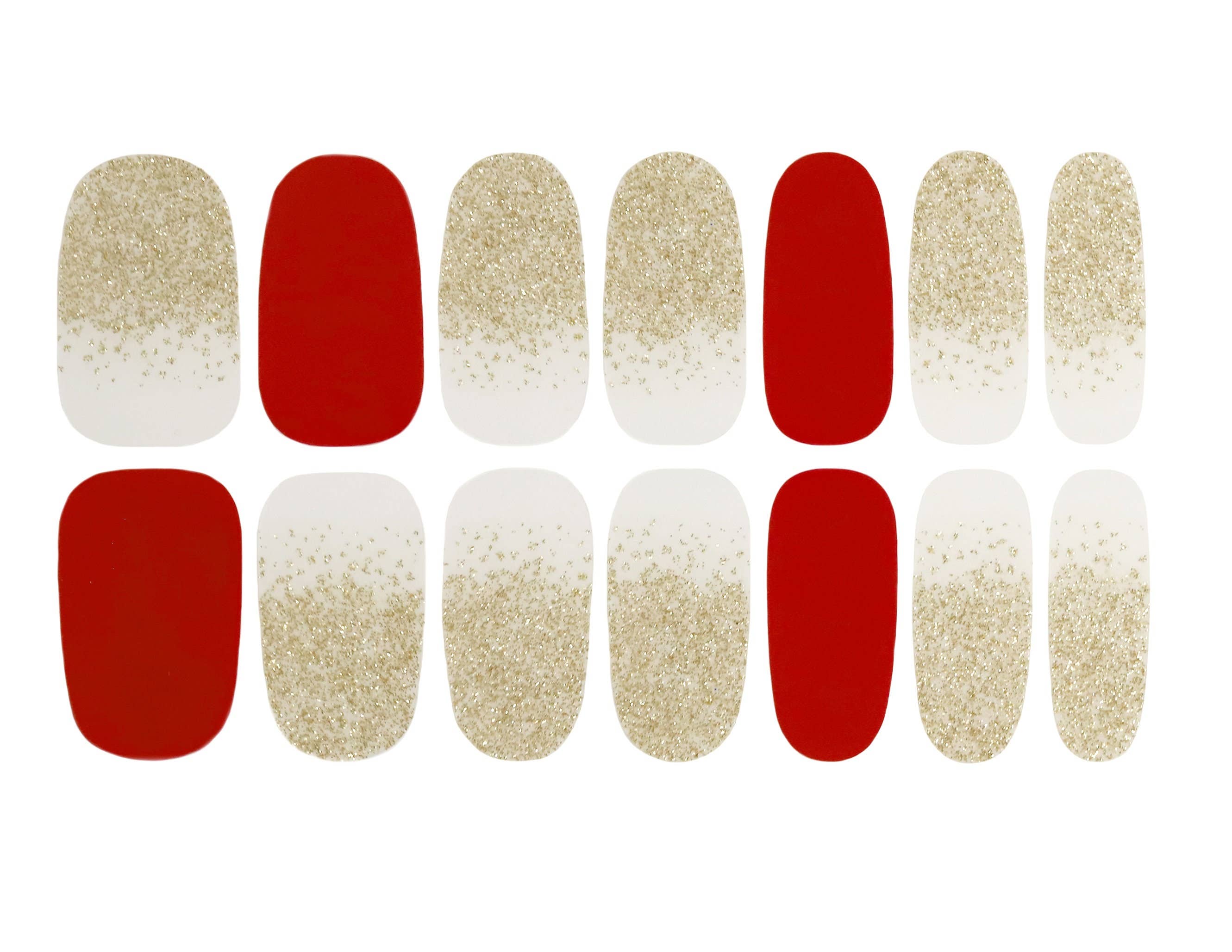 ClebleNails - Vendita all'ingrosso Nail art/decalcomania unghie - Impacchi per unghie con glitter dorati/Involucri per unghie natalizi rosso bordeaux/Adesivi per unghie invernali per vacanze/Strisce di smalto2