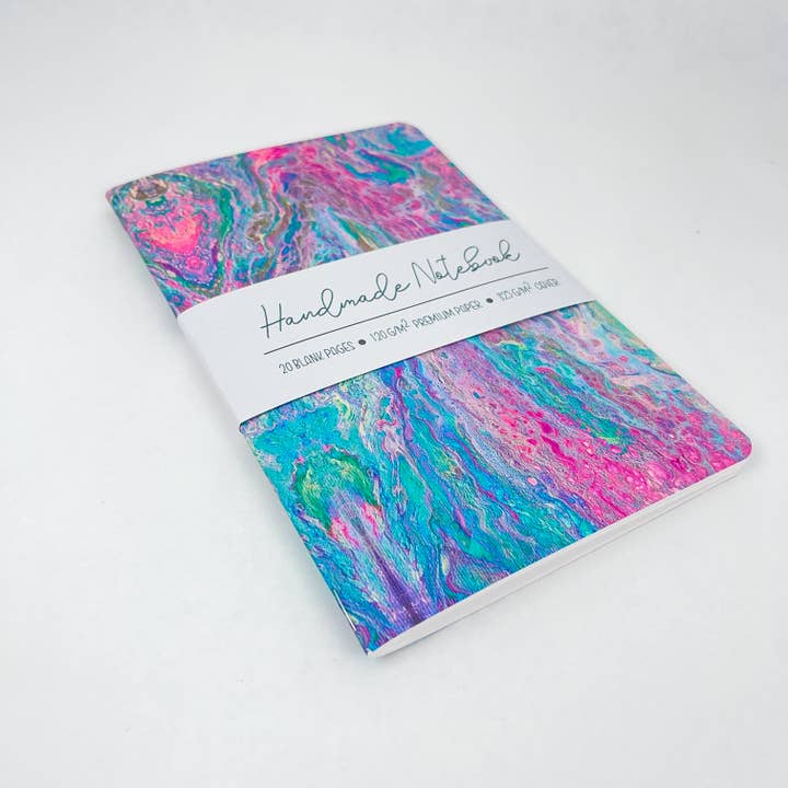 Art by Erica H & Rebel Stitchers - Wholesale Notebook - Liquid Art - Style 6 - Handmade Saddle Bound Notebook7