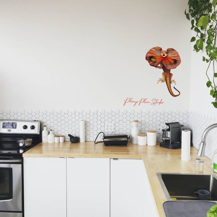 Plump Plum Studio - Wholesale Sticker - Frill-neck Lizard decal, Australian reptile sticker, lizard8