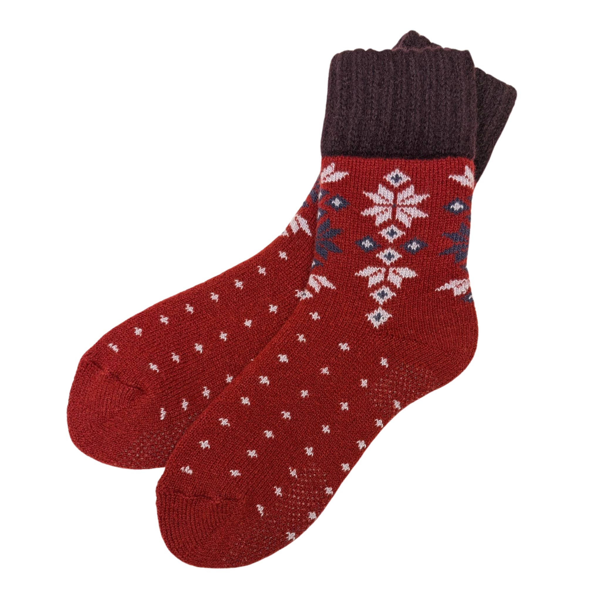 CHERRYSTONE – Großhandel Haussocken – Unisex – Thermosocken mit Rundhalsausschnitt und Schneekristallen | Griffe | Unisex M/L