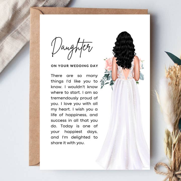 Boho Babe UK Studio – wholesale Wedding card – Daughter on your Wedding Day Printed Poem Keepsake