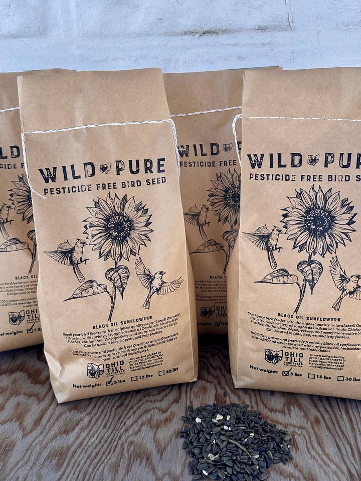 Wild & Pure - Black Oil Sunflowers - Bird Seed 5lbs for wholesale by Ohio Till Farmstead