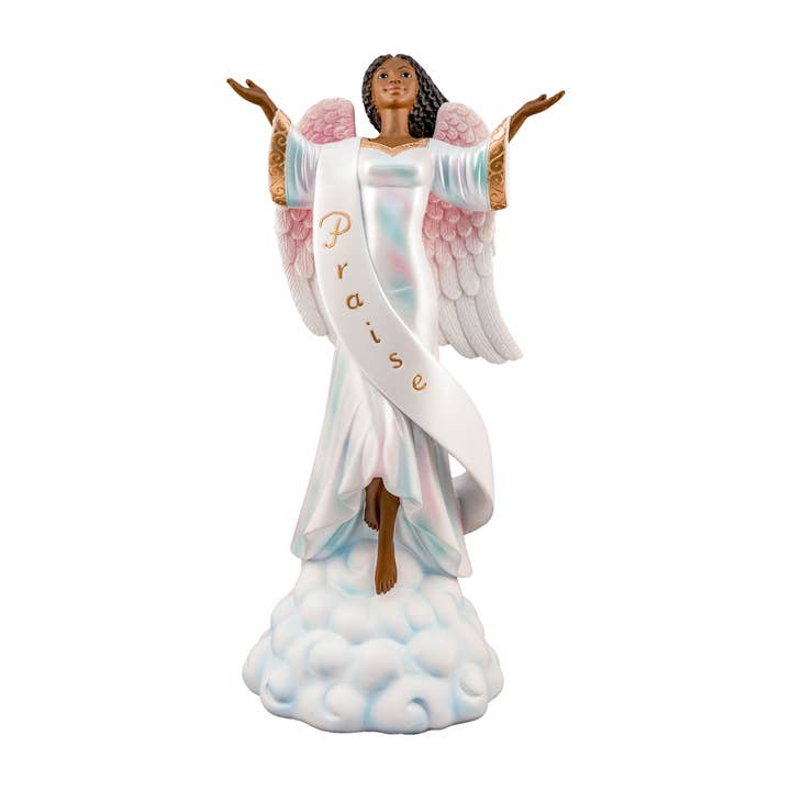 16301: African American Angel: Praise,12"H for wholesale by Positive Image Gifts