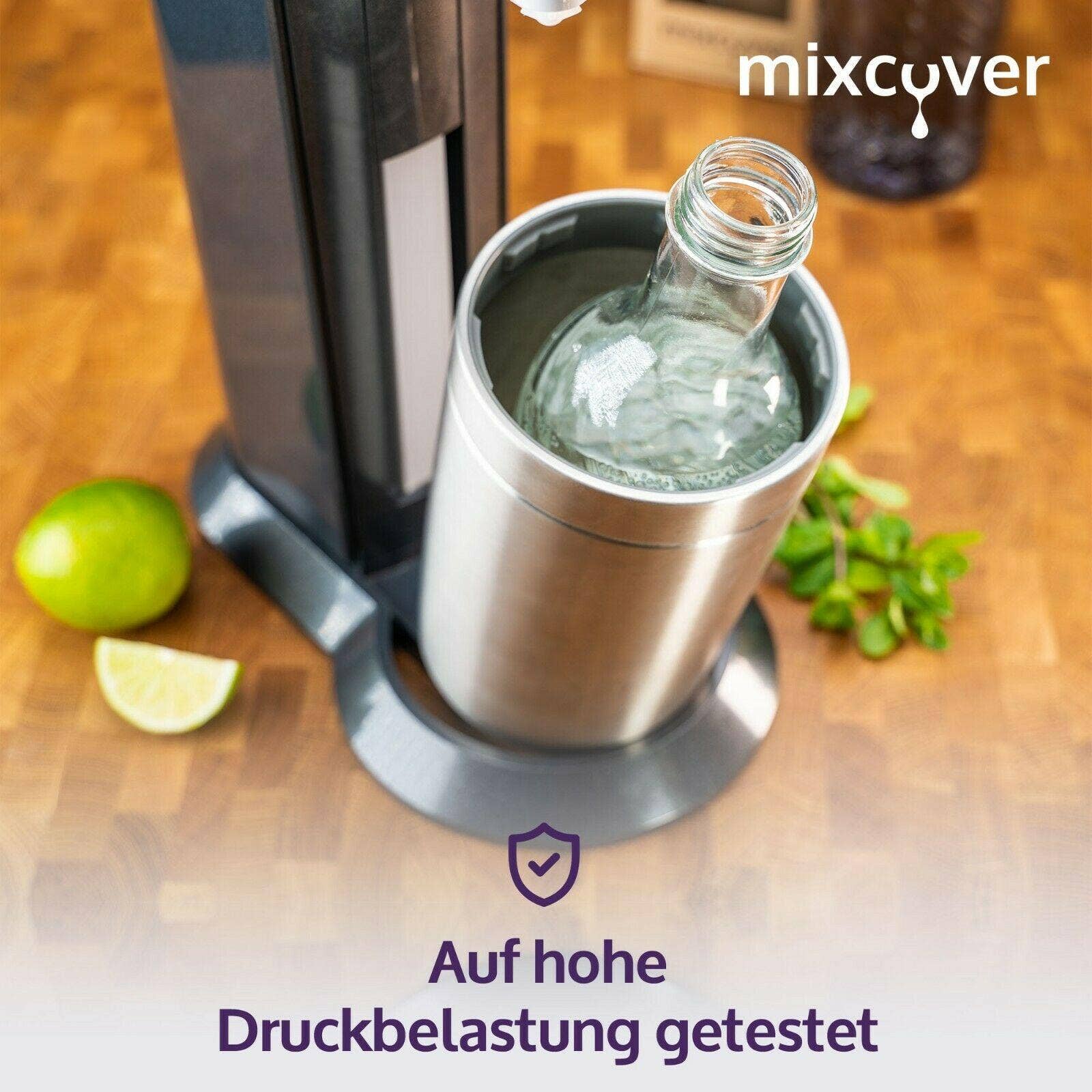 Mixcover GmbH – wholesale Soda/kolsyrad dryck – Mixcover glasflaska med 10 % större volym, kompatibel med SodaStream Crystal 2.0, transparent6