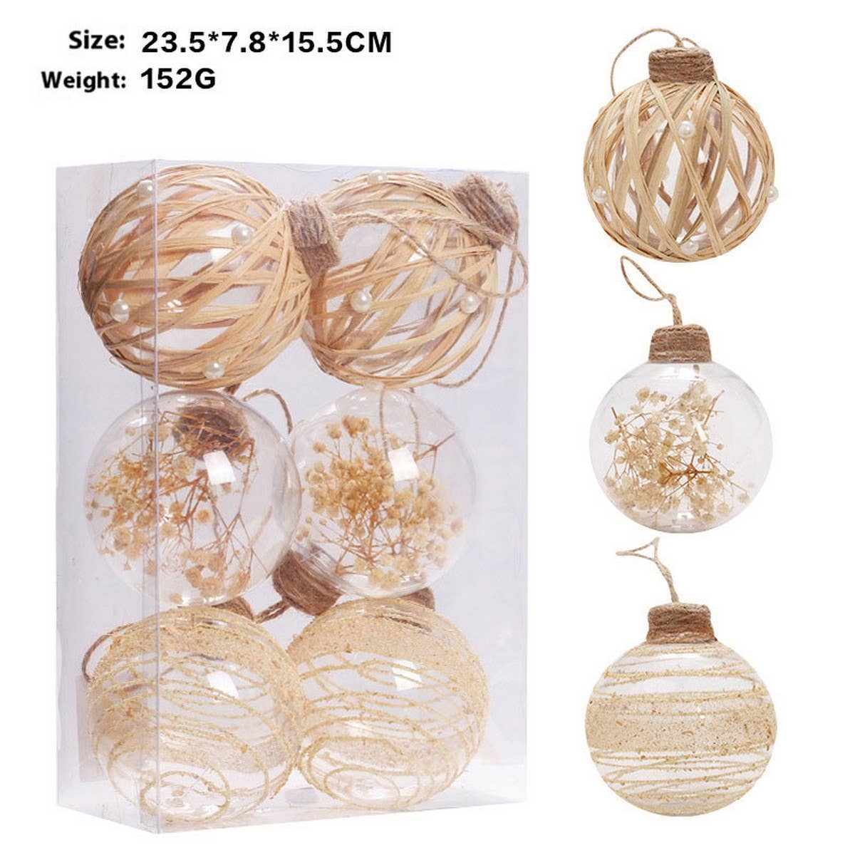 ACCITY - Wholesale Ornament Set - 8CM PET Clear Plant Xmas Ball Ornament Set_CWMM98671