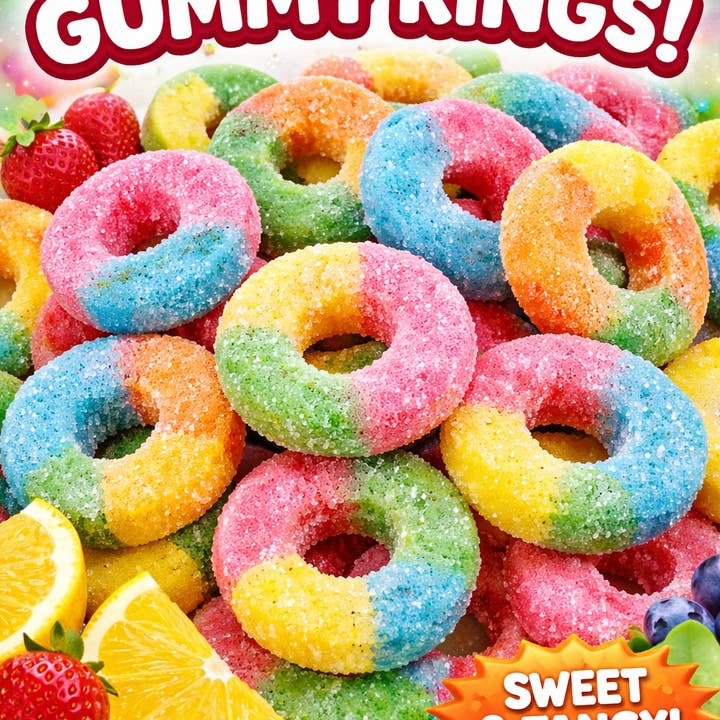 Neon Gummy Rings – Assorted Sour Flavors for wholesale by Gumdrop Garden