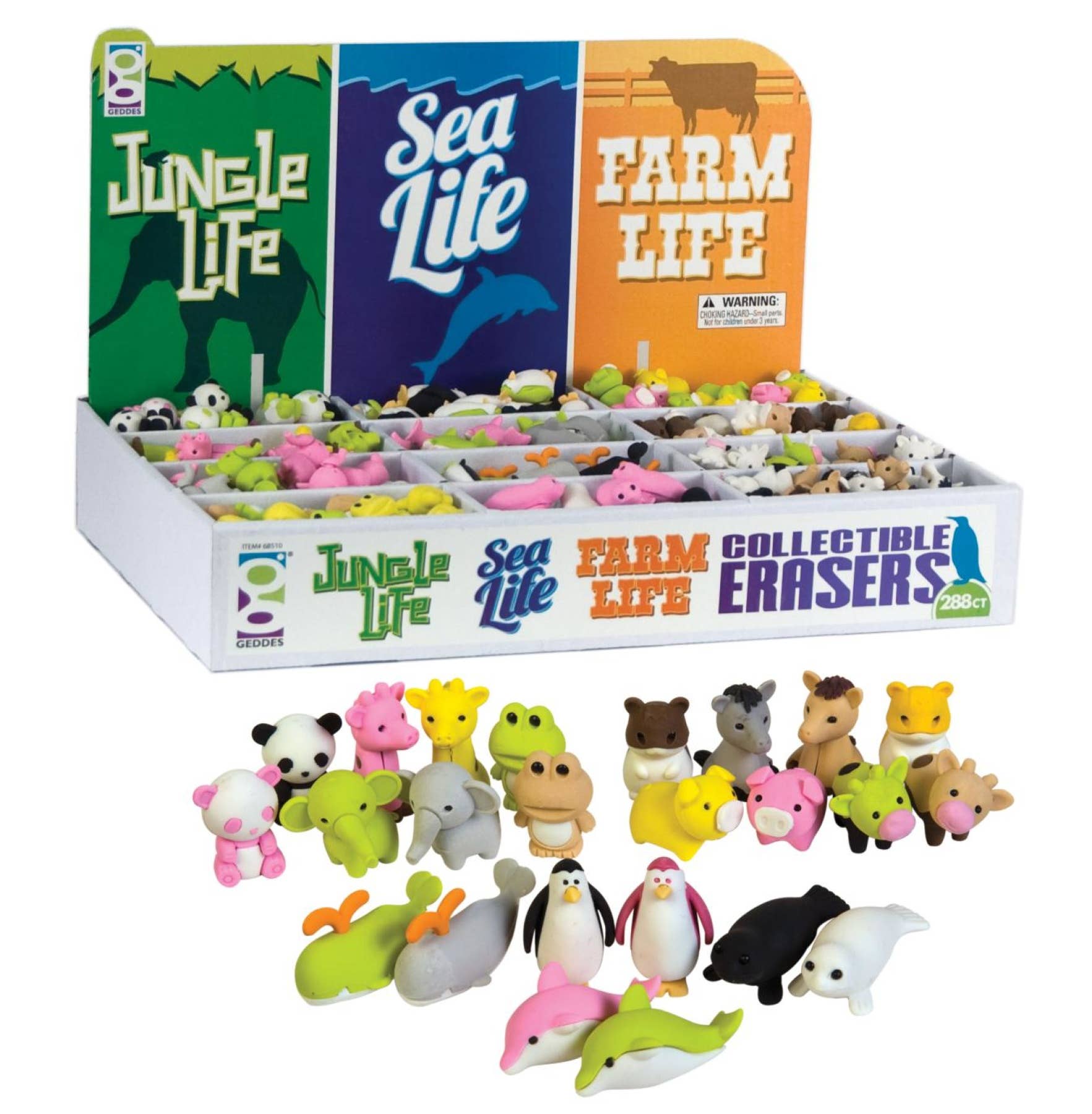 Geddes – wholesale Eraser – JUNGLE,SEA & FARM LIFE COLLECTIBLE ERASER 288/DS5