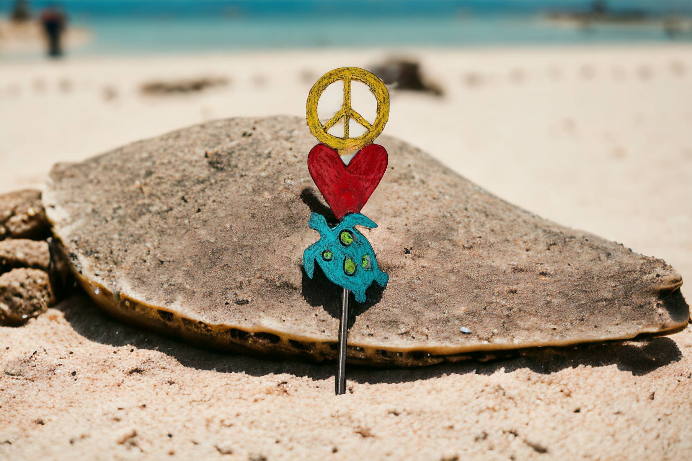 Whimsies - Wholesale Garden/Lawn Stake - Sea turtle plant stake peace sign nautical hippie beach gift