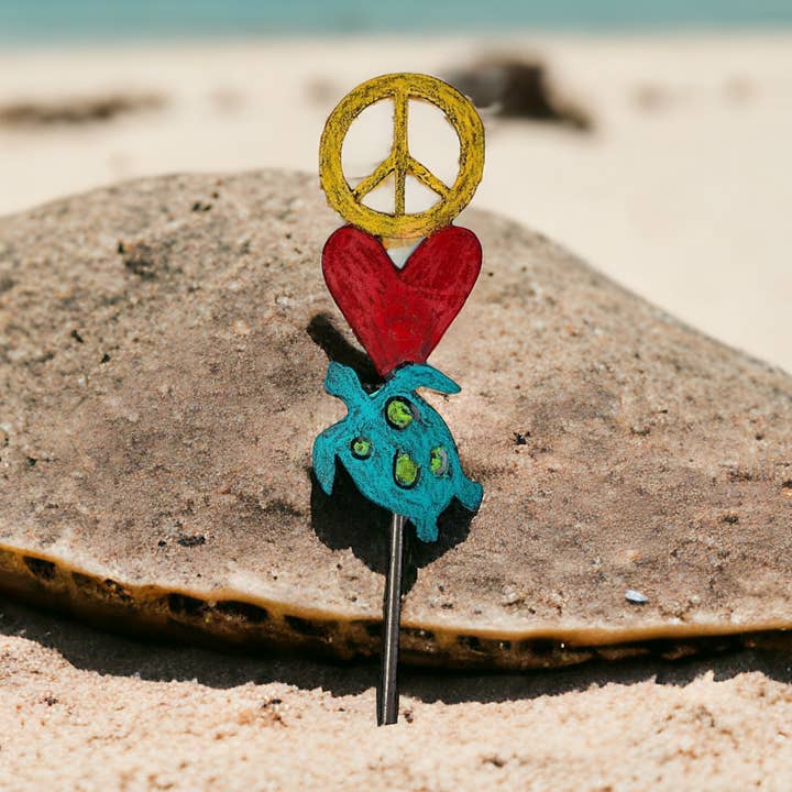 Whimsies - Wholesale Garden/Lawn Stake - Sea turtle plant stake peace sign nautical hippie beach gift0