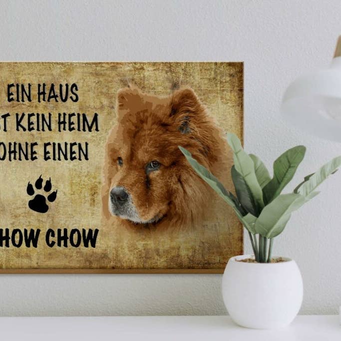 Femer – wholesale Skylt – Träskylt som säger 40x30 cm Chow hundpresent trädekorativ skylt