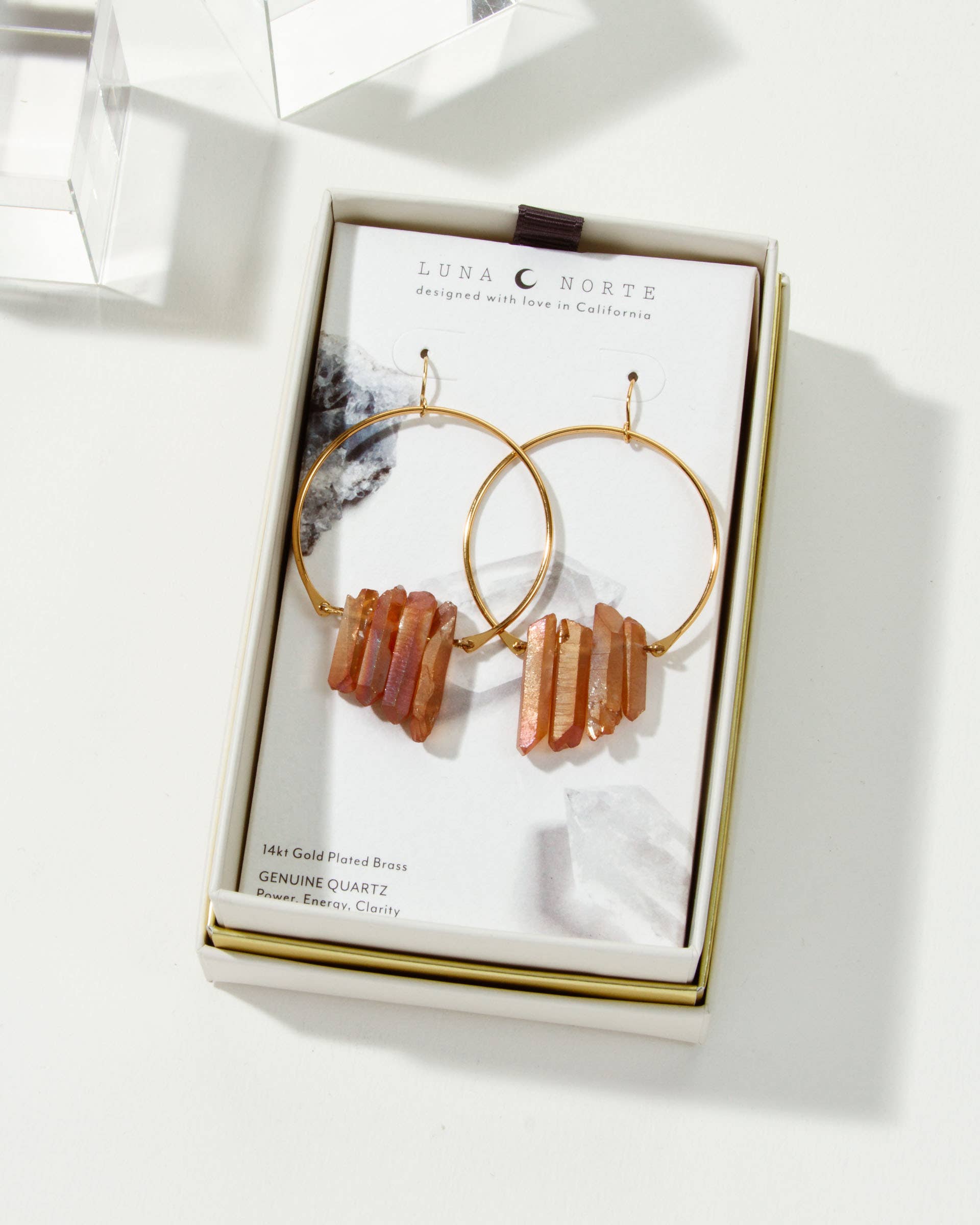 Luna Norte - Wholesale Dangle Earrings - Super Nova Earrings- Peach Quartz2