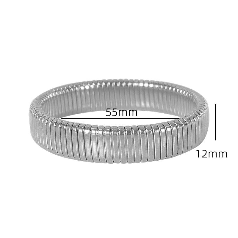 alberalkirk - Wholesale Bangle Bracelet - Titanium Steel Grooved Bangle Elastic Medical-Grade S5P2532