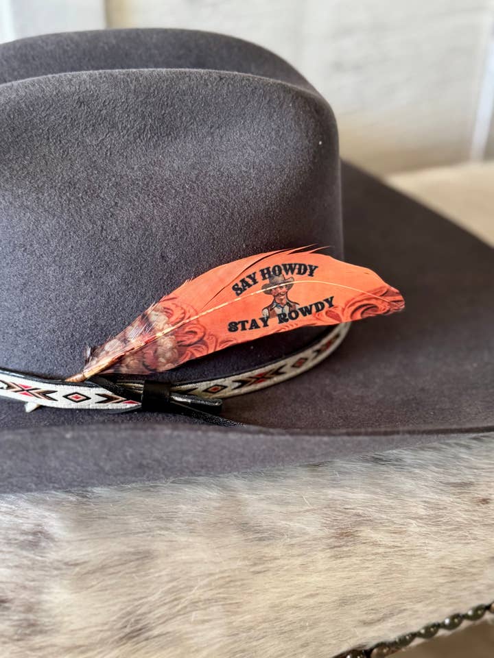 Say Howdy Hat Feather - Western Hat Accessory for wholesale by Buckaroo Supply Company