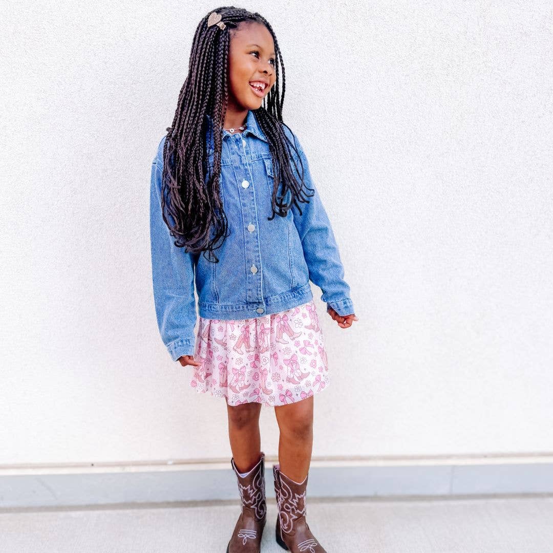 Sweet Wink - Wholesale Denim Jacket - Kids - Howdy Gingham Bow Patch Denim Jacket - Western Apparel5