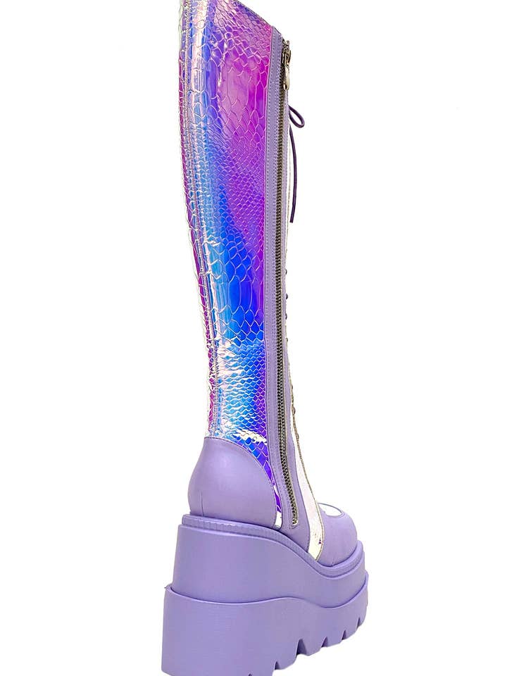 LASR – wholesale Stövlar - Dam – Fairy Kiss höga lavender platåstövlar6