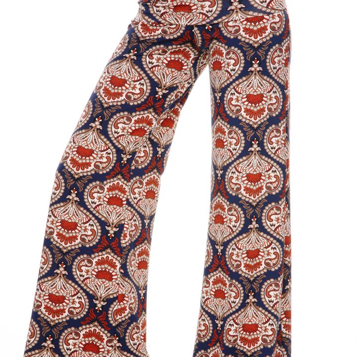 Pantalone Palazzo Donna Navy Stampato per la vendita all'ingrosso da parte di WHITE MARK